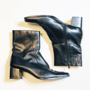 9M Pesaro Kim Casual Booties Black Leather Zip